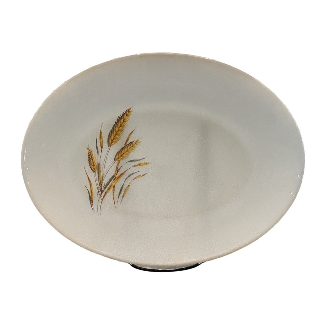 VTG 60s country farmhouse Cottagecore milkglass wheat pattern serving platter